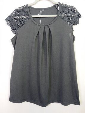 AUTOMET Women's Short Sleeve Shirt Dressy Lace Black Summer Top Spring